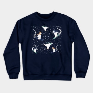 Iceskating, Snowboarding, Skiing Polar Bears Cute Pattern Digital Illustration Crewneck Sweatshirt